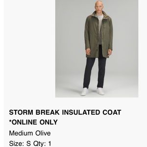 Lululemom storm break insulated coat